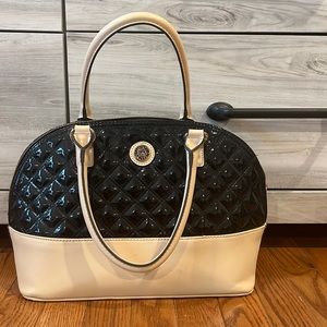 Anne Klein Patent Leather Black and Cream Tote USED